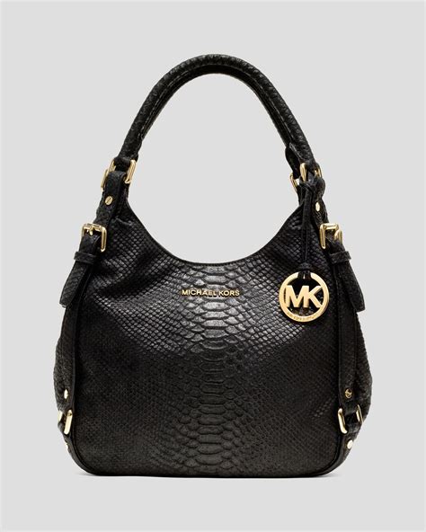 michael kors medium rhea crystals python black bag|Michael Kors .